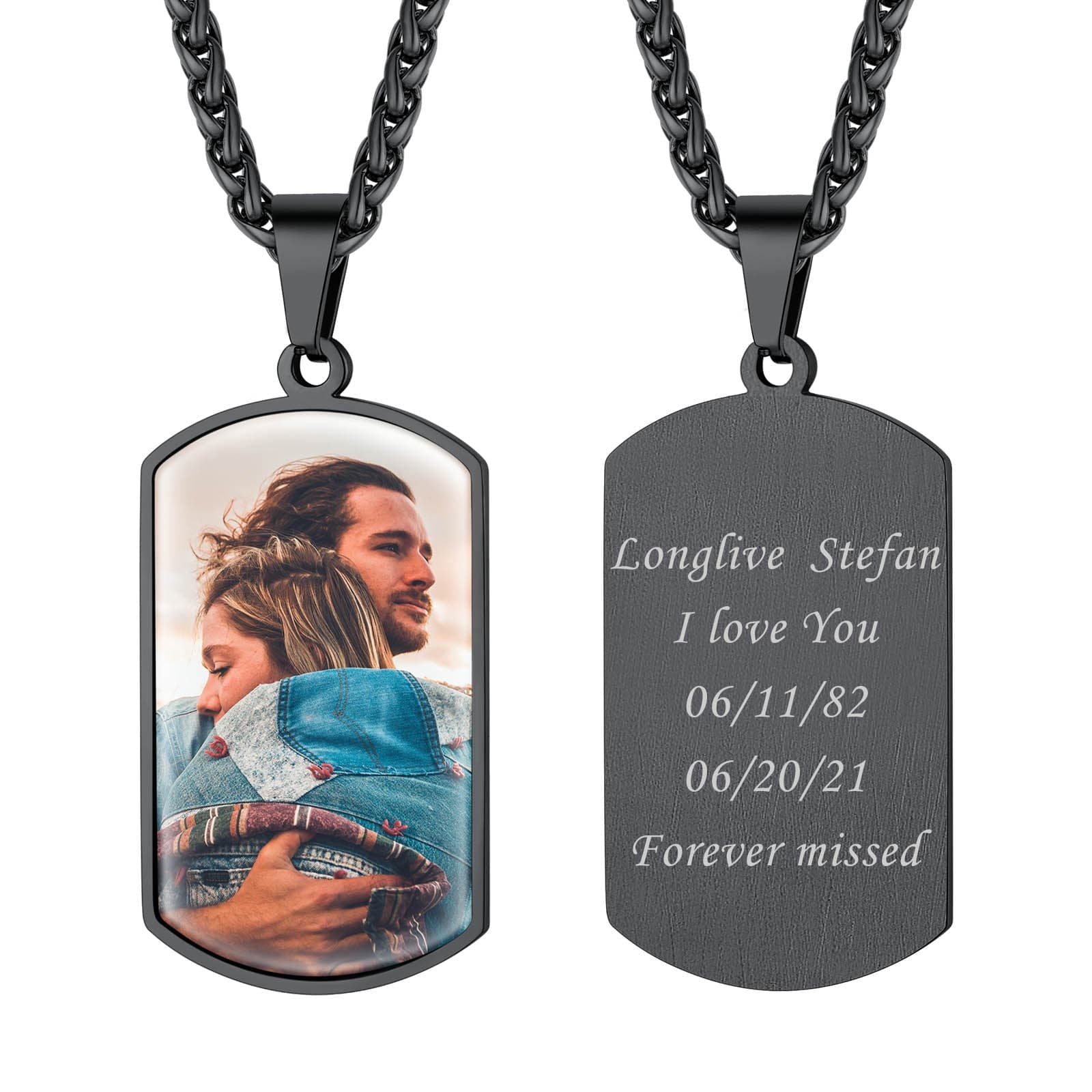 Personalized Dog Tag Picture Necklace for Men Women