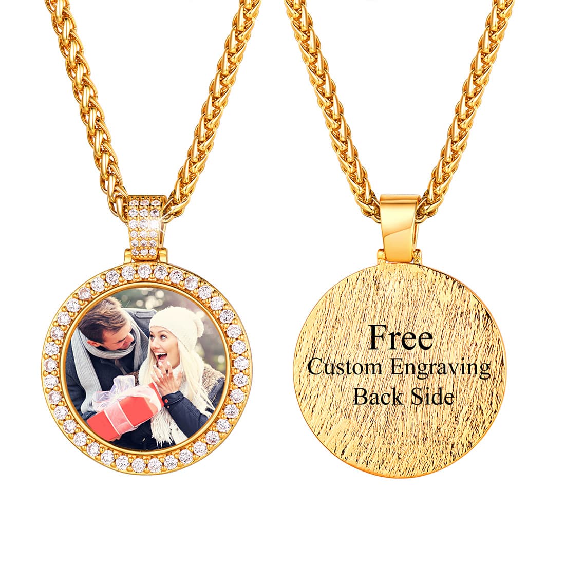 Custom CZ Picture Pendant Necklace