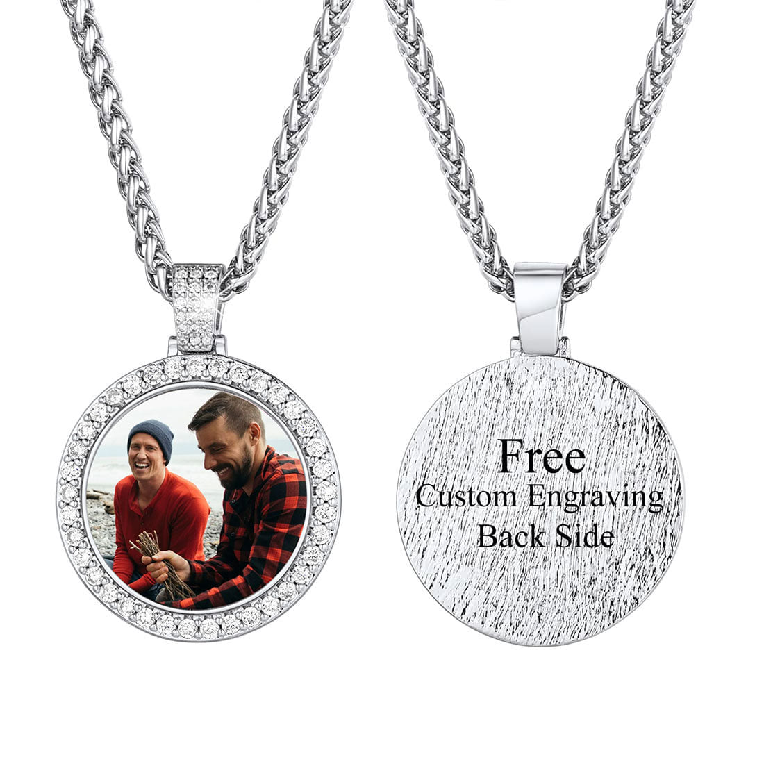 Custom CZ Picture Pendant Necklace