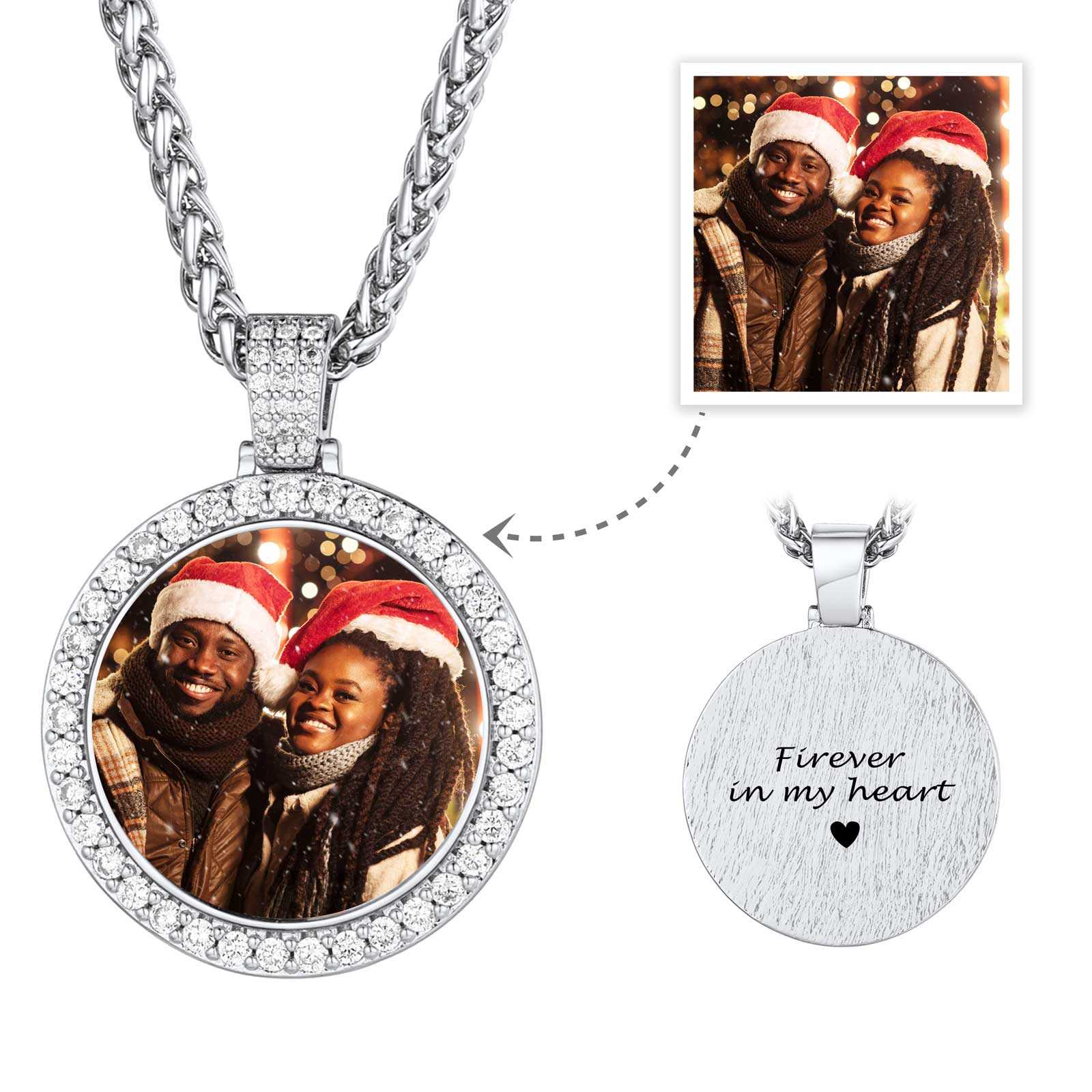 Custom CZ Picture Pendant Necklace