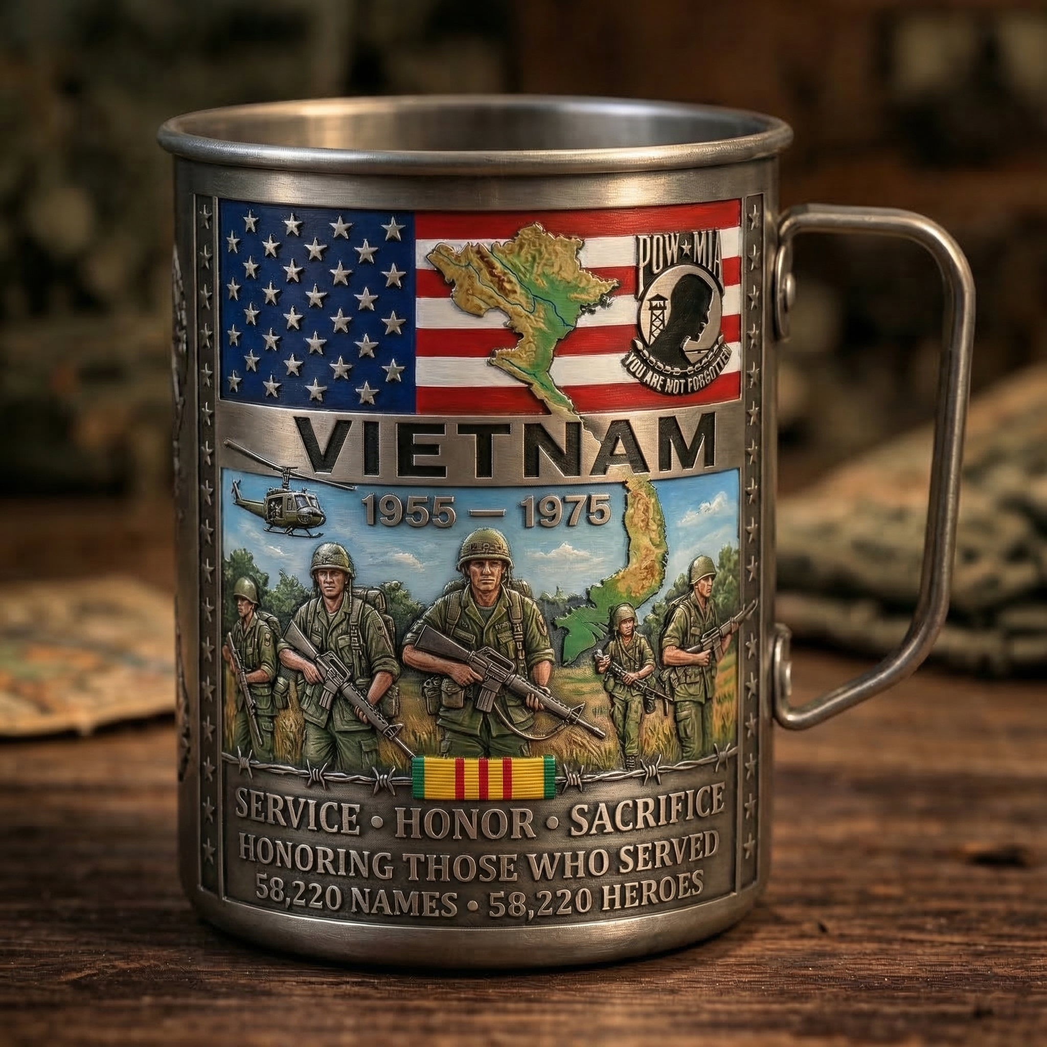 Vietnam Veteran Coffee Mug – 1955–1975 Service Tribute Gift