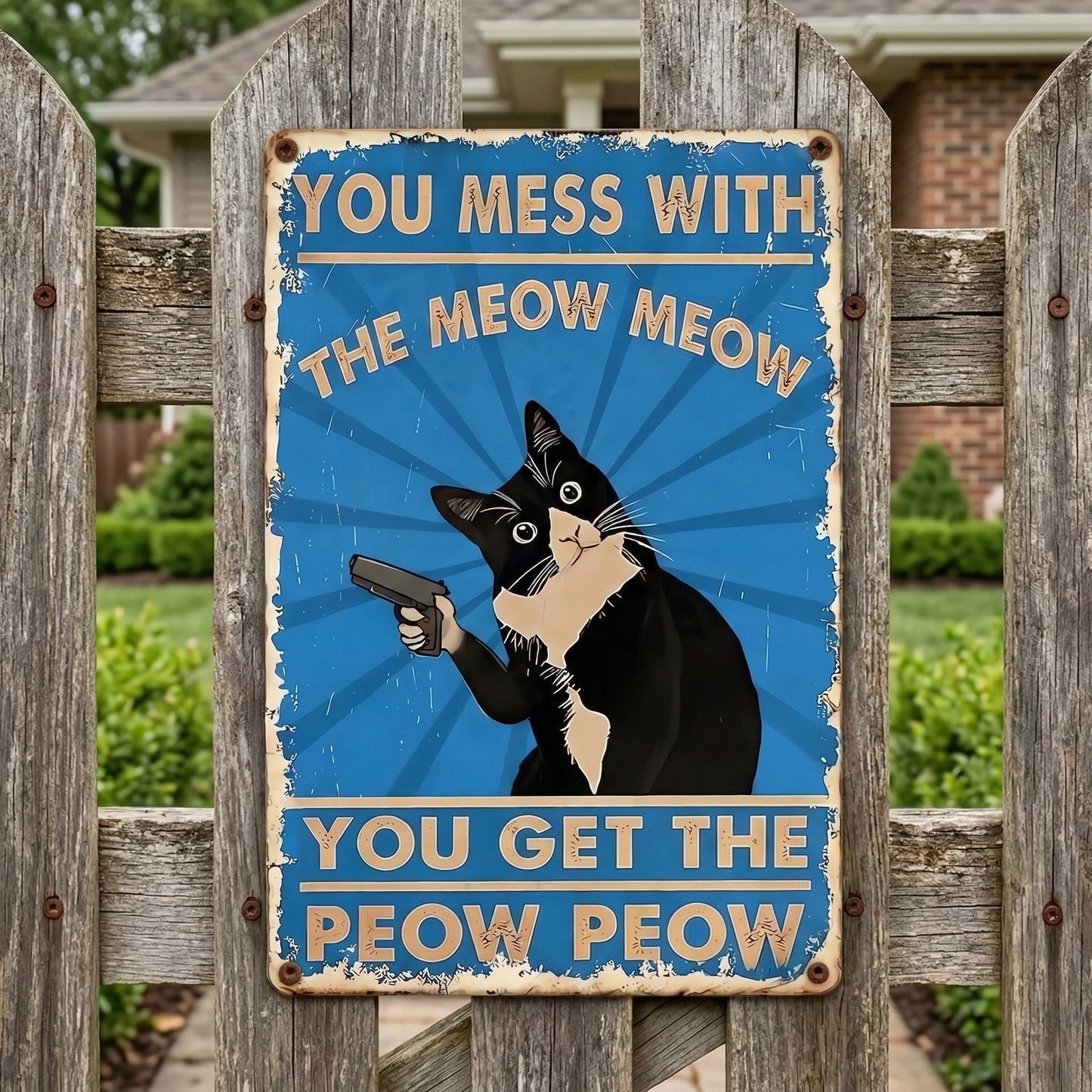 Vintage Black & White Cat Sign
