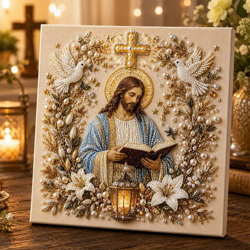 DIY Jesus Pearl Art Kit – 3D Christian Artwork for Prayer Corners & Faith Gifts
