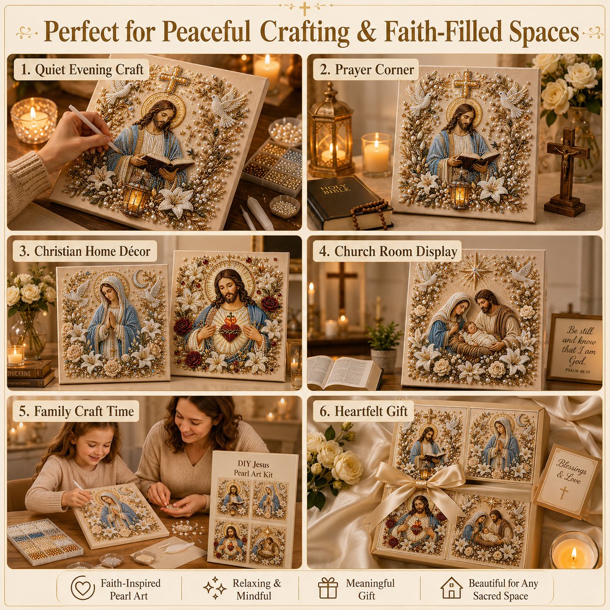 DIY Jesus Pearl Art Kit – 3D Christian Artwork for Prayer Corners & Faith Gifts