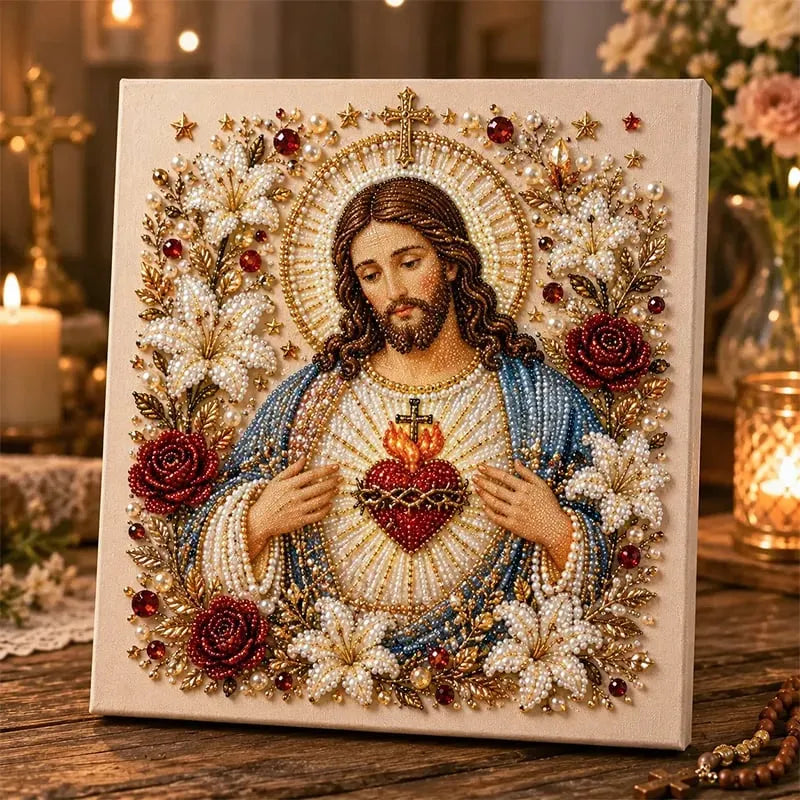 DIY Jesus Pearl Art Kit – 3D Christian Artwork for Prayer Corners & Faith Gifts
