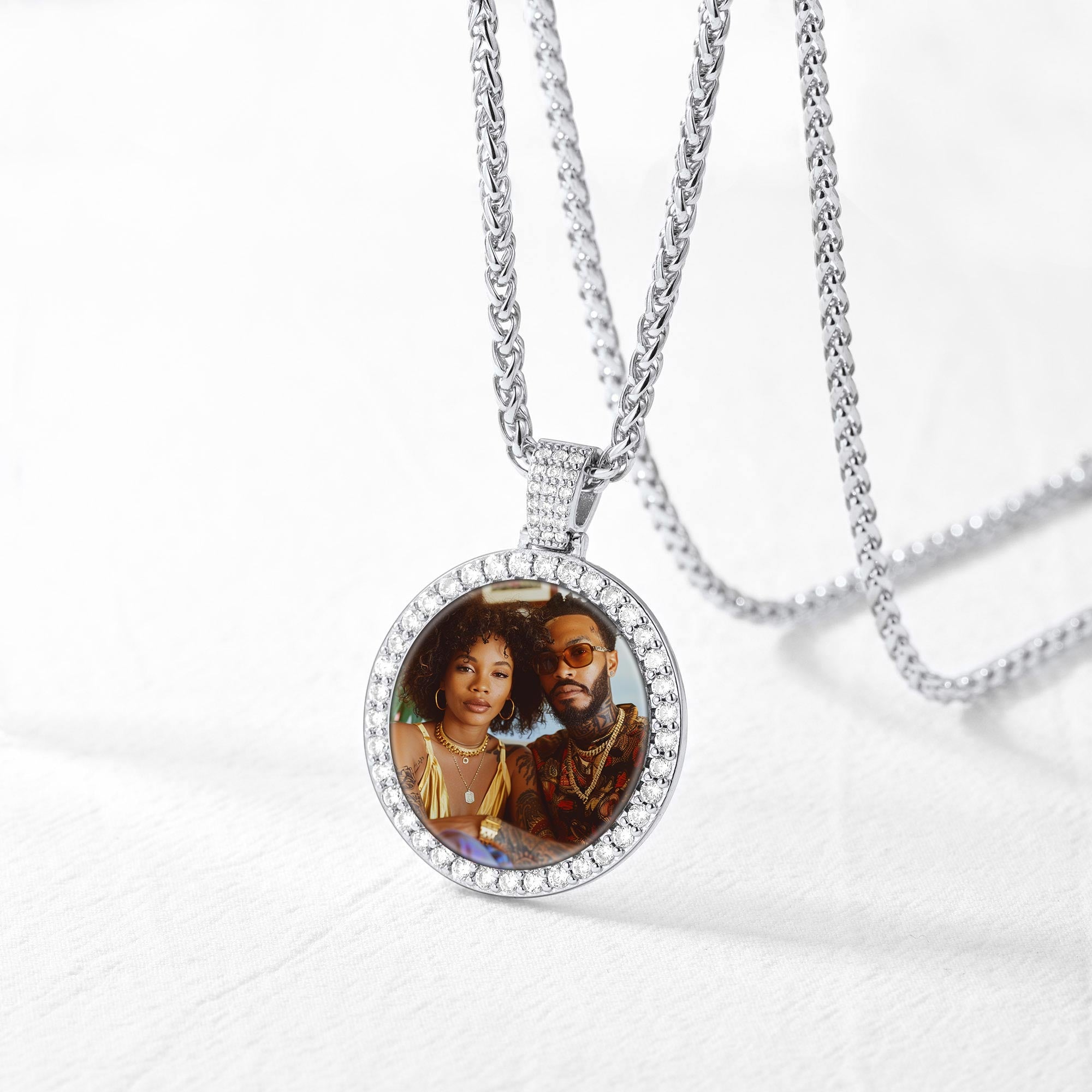Custom CZ Picture Pendant Necklace