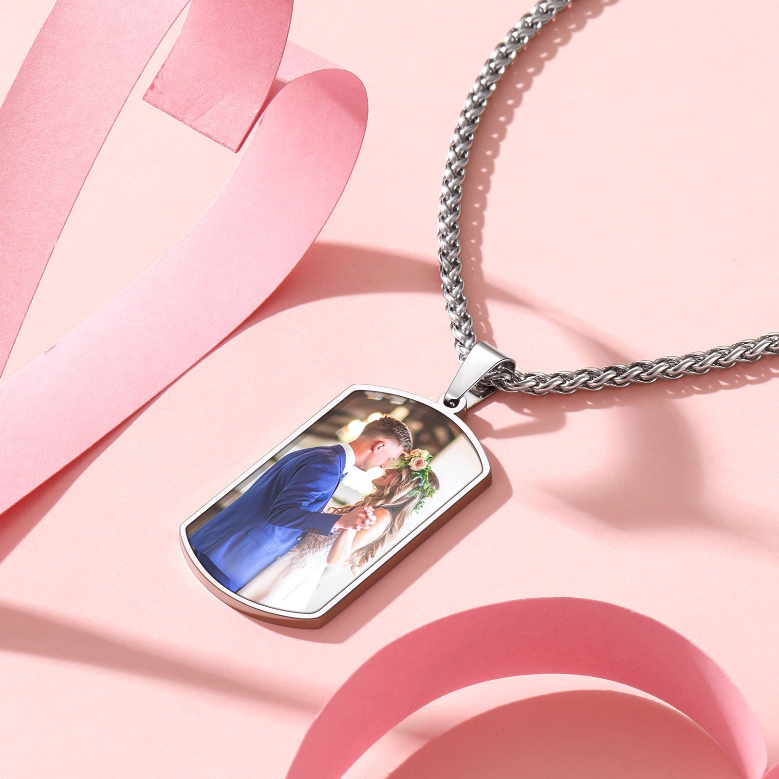 Personalized Dog Tag Picture Necklace for Men Women