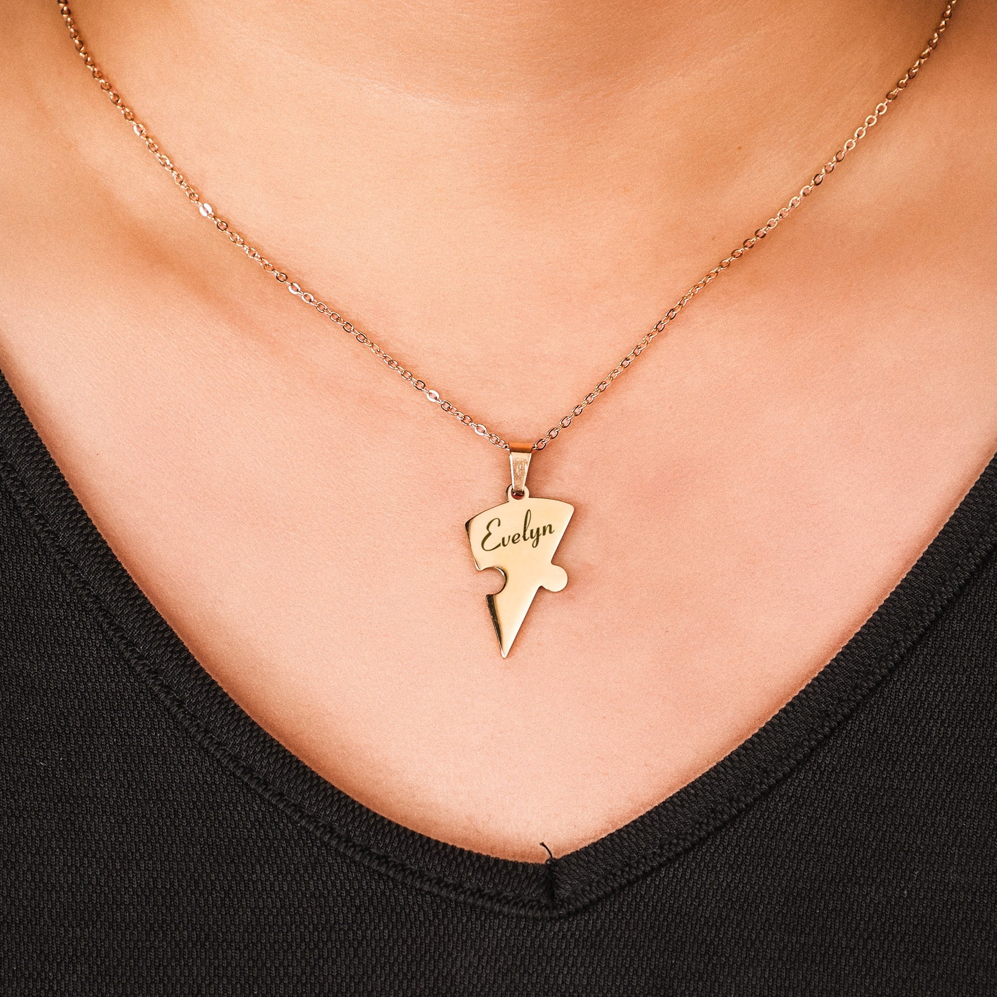 Friendship Puzzle Hearts - Personalized Heart Puzzle Name Necklace - Christmas Gift For Friend