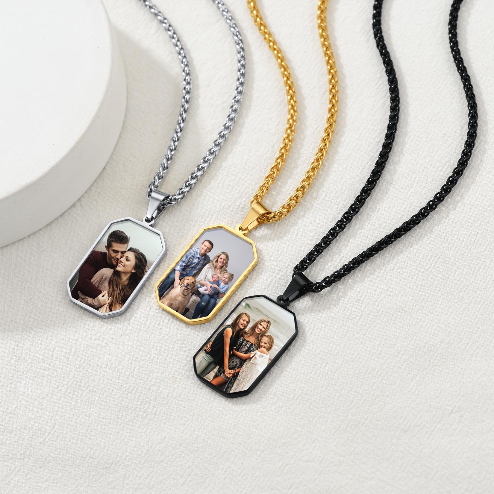 Personalized Dog Tag Picture Necklace for Men Women
