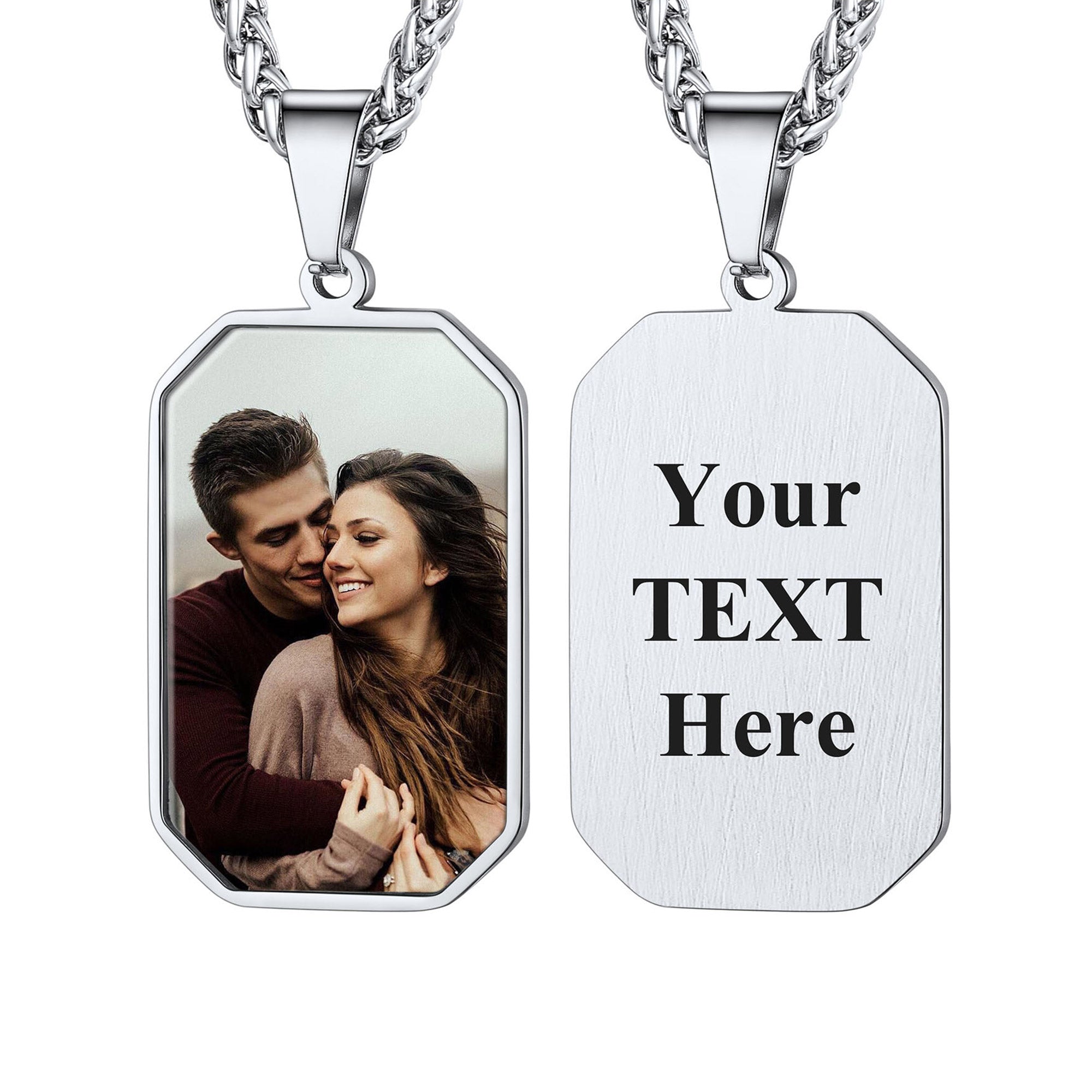 Personalized Dog Tag Picture Necklace for Men Women