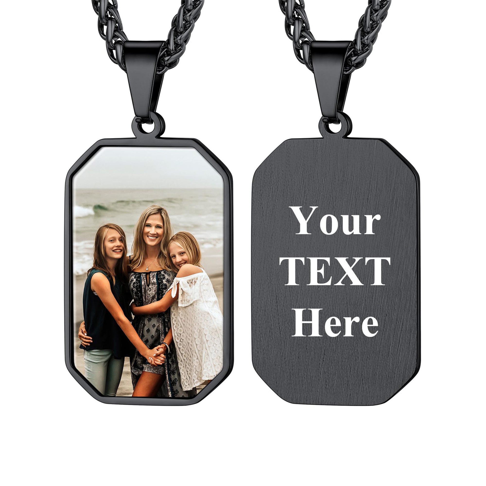 Personalized Dog Tag Picture Necklace for Men Women