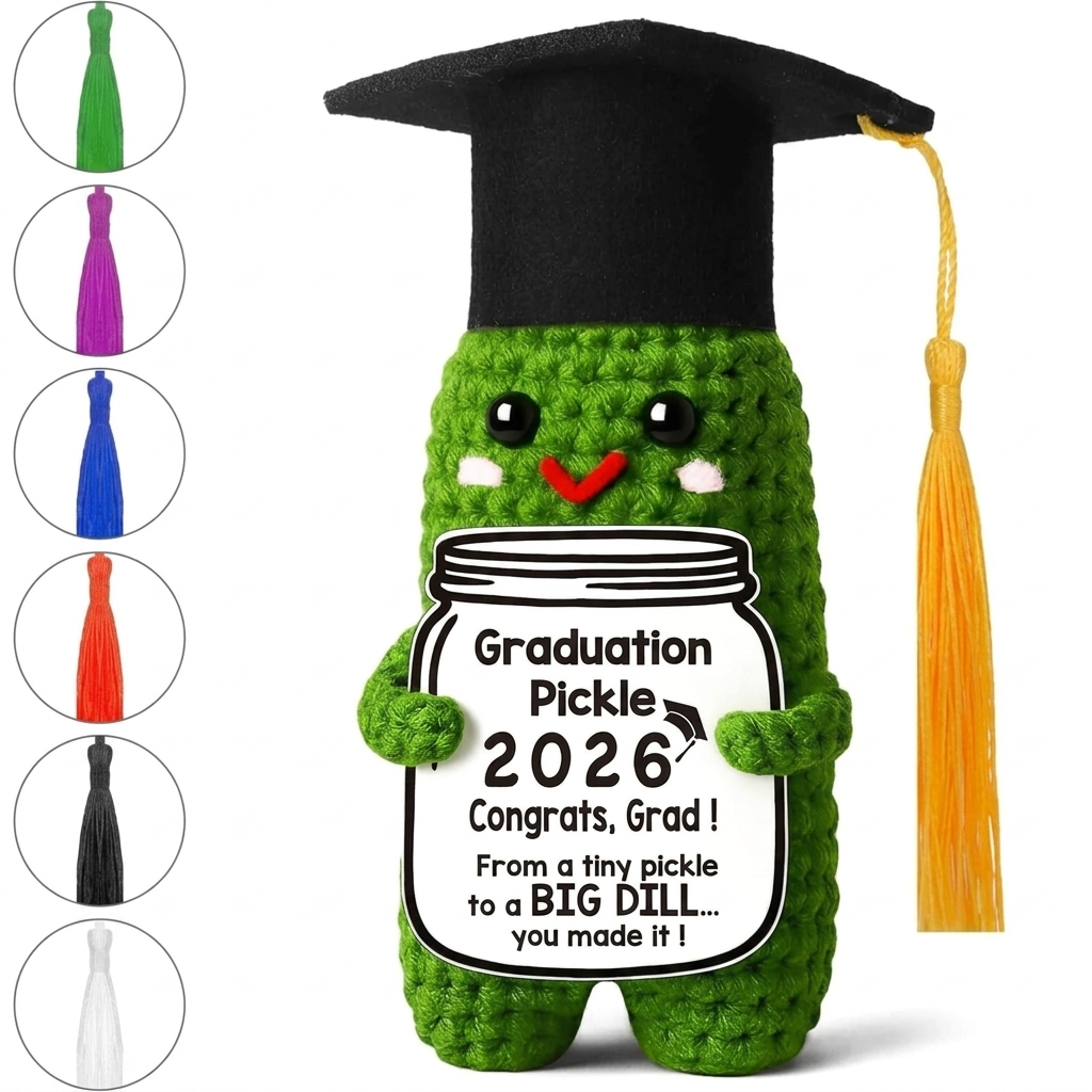 Graduation Decorations 2026 Pickle Funny Handmade Crochet Grad Gifts