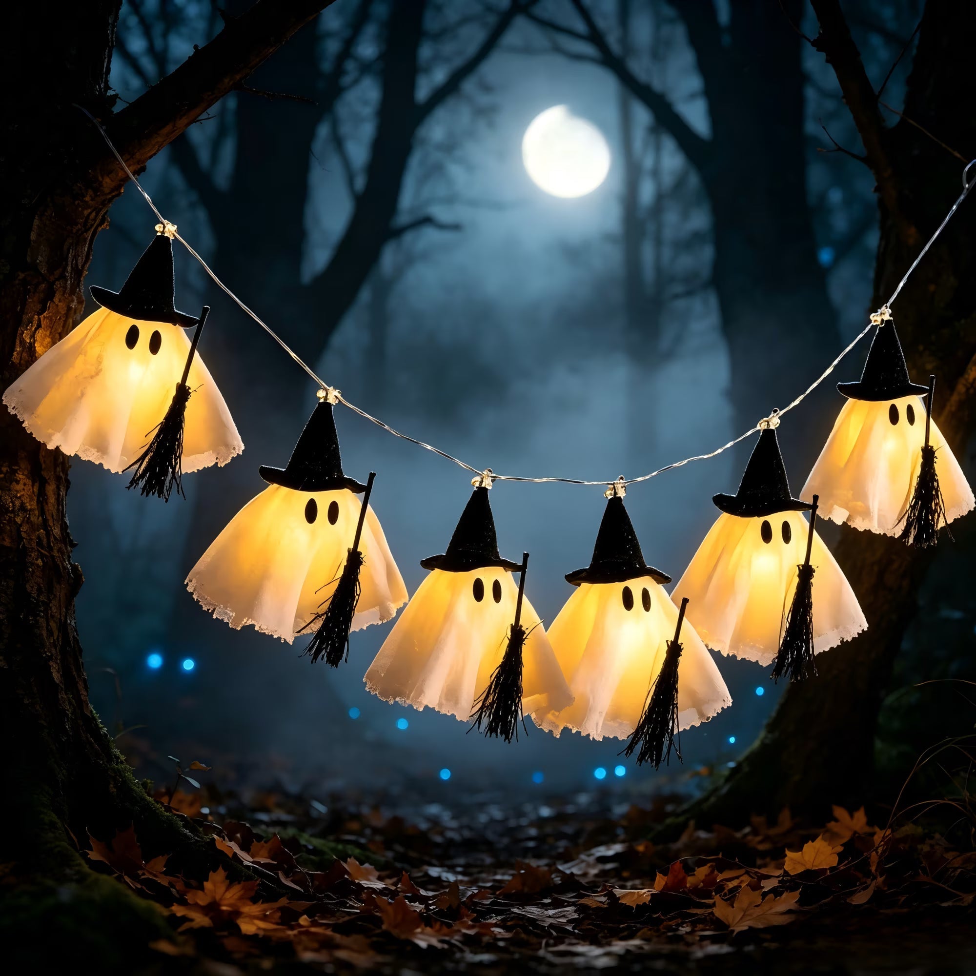 Lit Witch Ghost String Lights