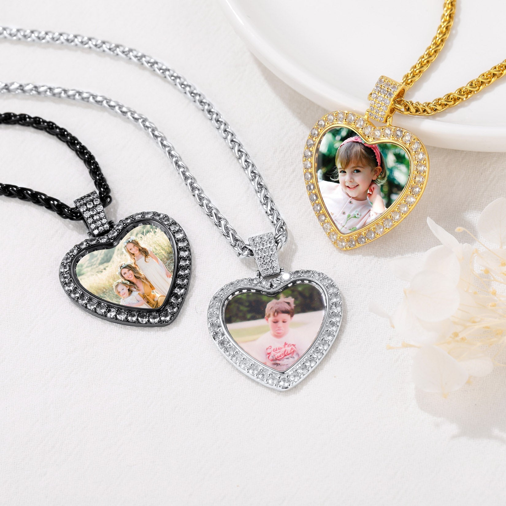 Custom CZ Picture Pendant Necklace