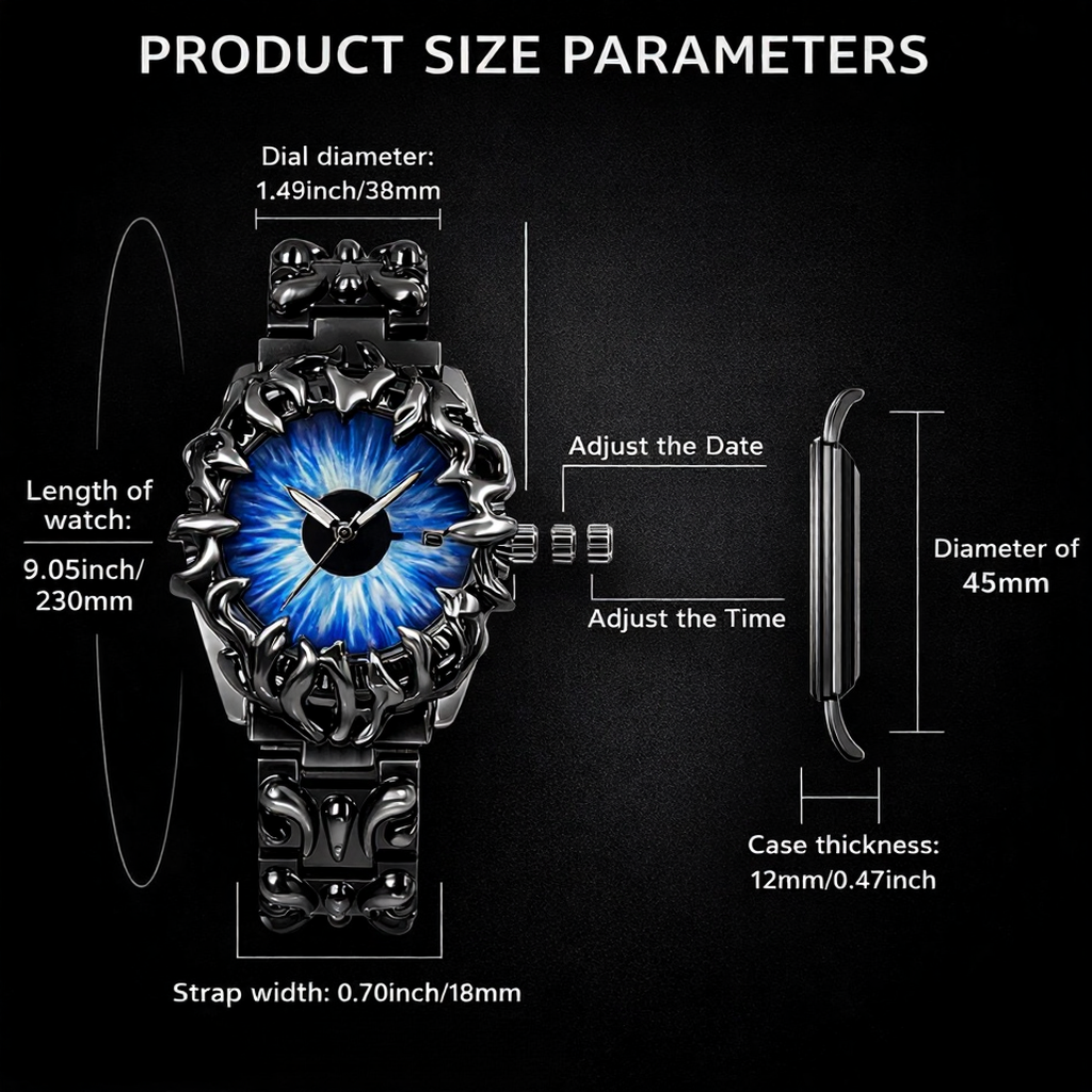 Y2K Claw Design Waterproof Quartz Watch with Luminous Dial