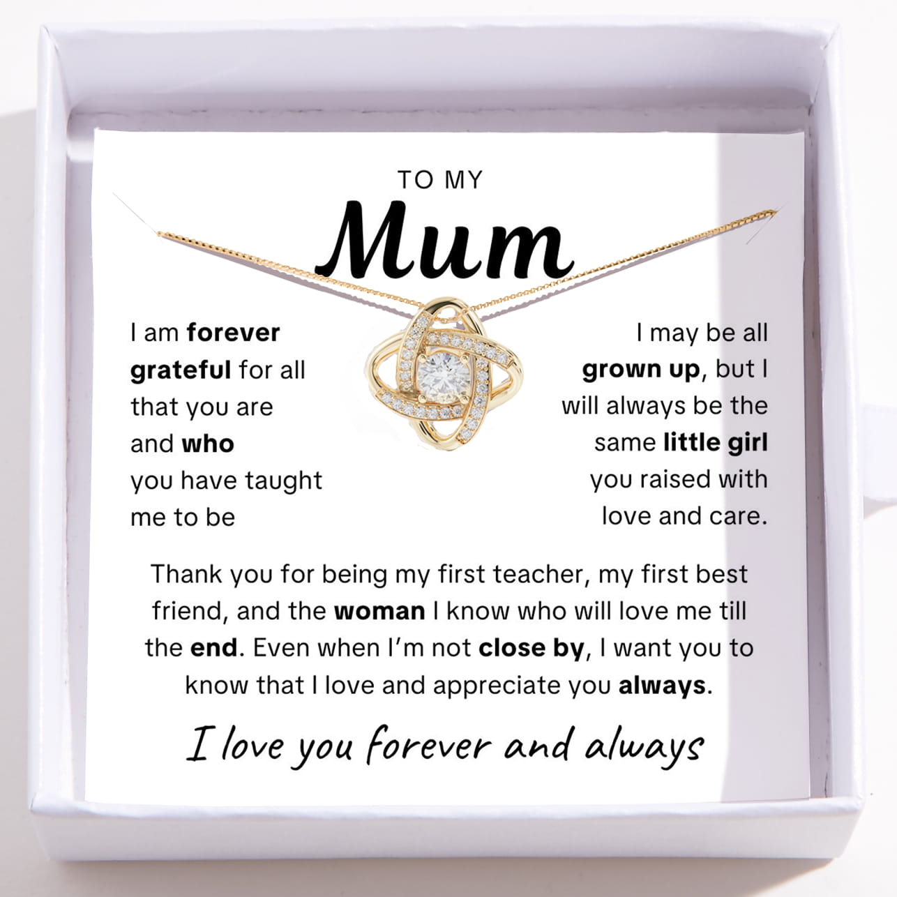 À maman – Collier Nœud d'amour pour maman