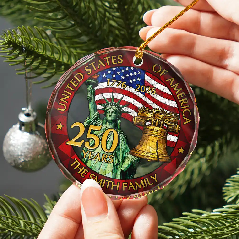 250th Anniversary USA - Personalized Circle Glass Ornament