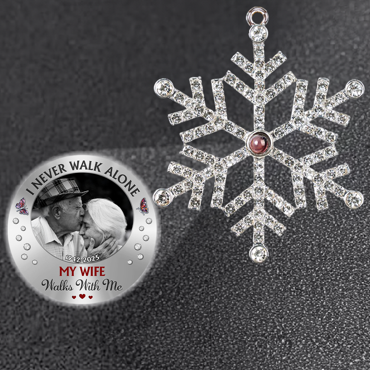 I Never Walk Alone - Personalized Custom Photo Snowflake Projection Ornament