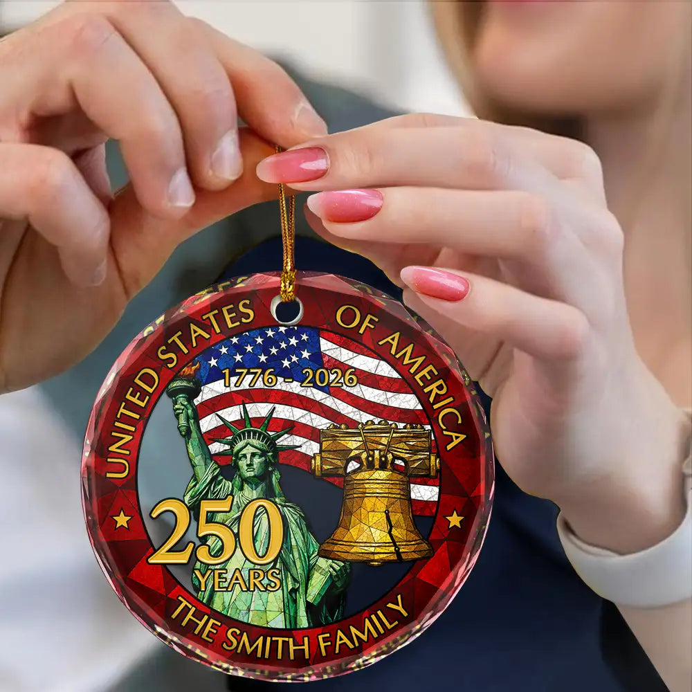 250th Anniversary USA - Personalized Circle Glass Ornament