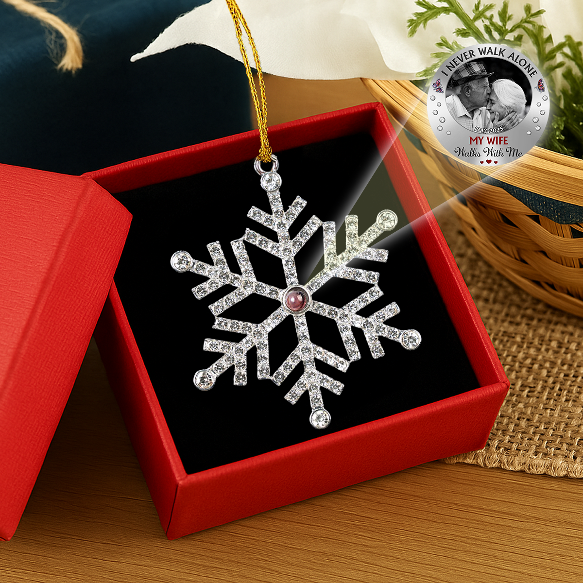 I Never Walk Alone - Personalized Custom Photo Snowflake Projection Ornament