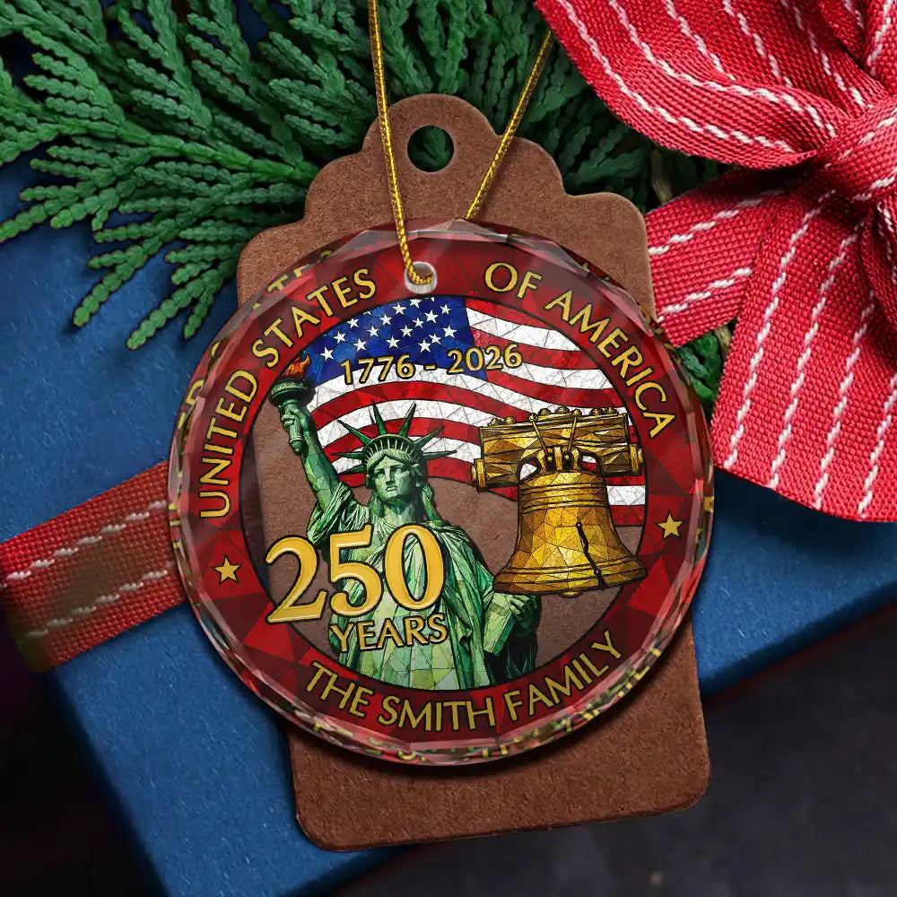 250th Anniversary USA - Personalized Circle Glass Ornament