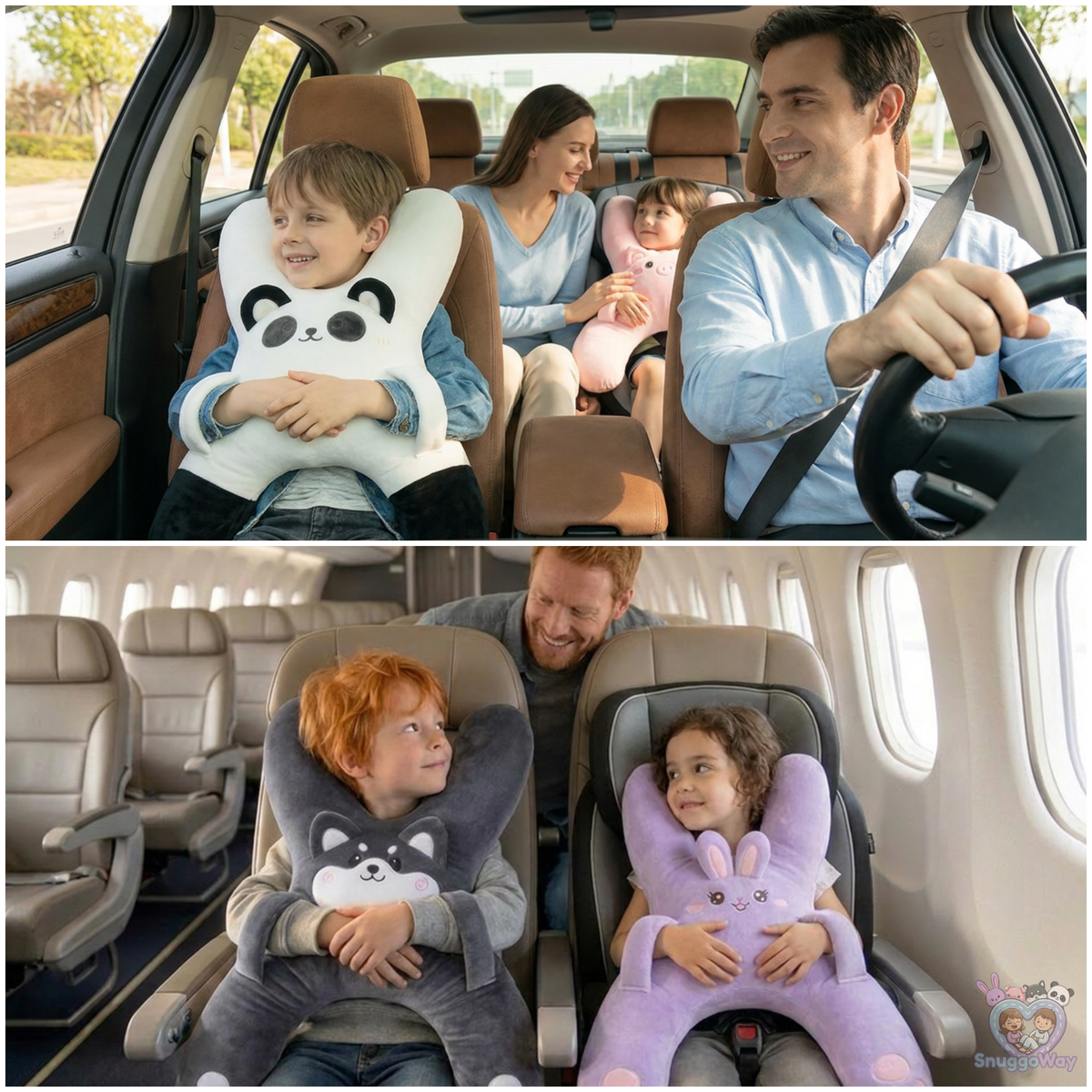 Kids X-Shaped Travel Hug Pillow 🧸 Cozy Car Nap Buddy