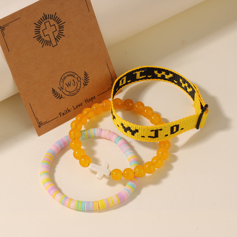 Cross Three-Piece Bracelet Woven Bracelet
