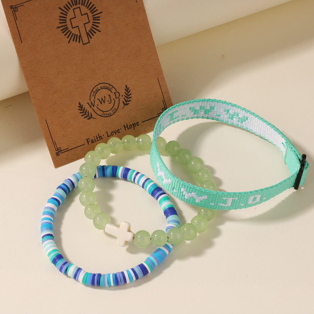 Cross Three-Piece Bracelet Woven Bracelet