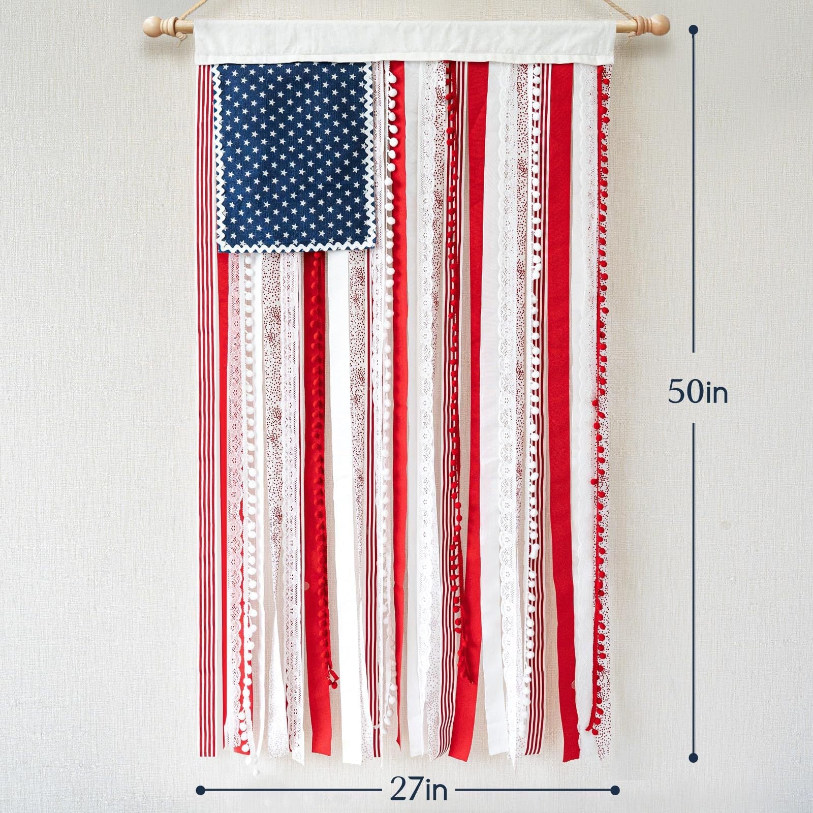 250th Anniversary Special Boho American Flag Tassel Wall Hanging, Patriotic 4th of July Decor (4 Styles)