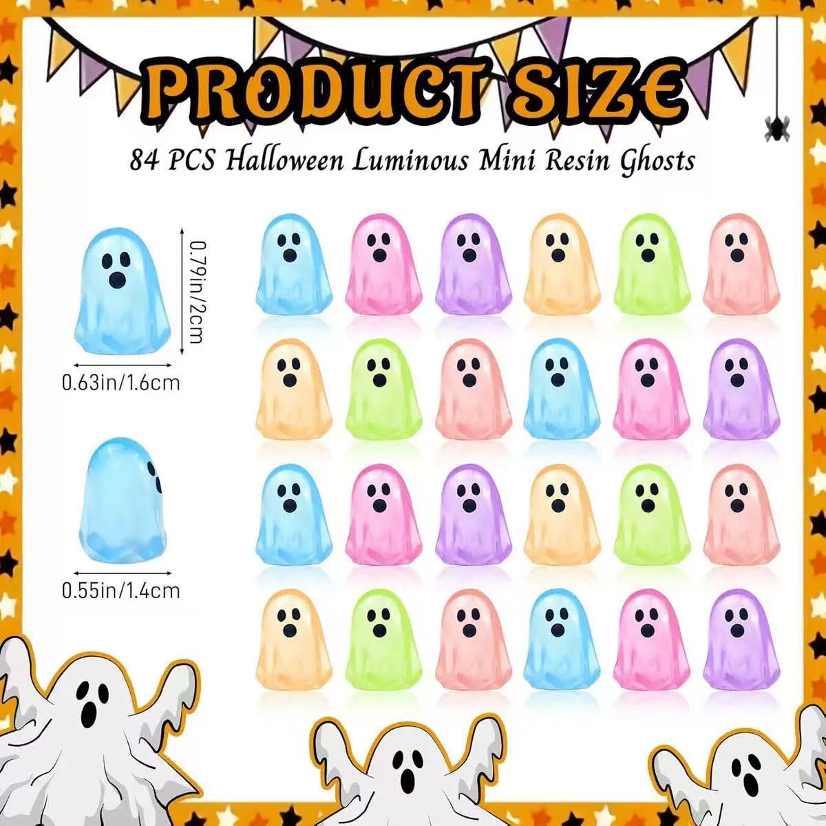 Glow-in-the-Dark Cute Ghost Resin Bead Set