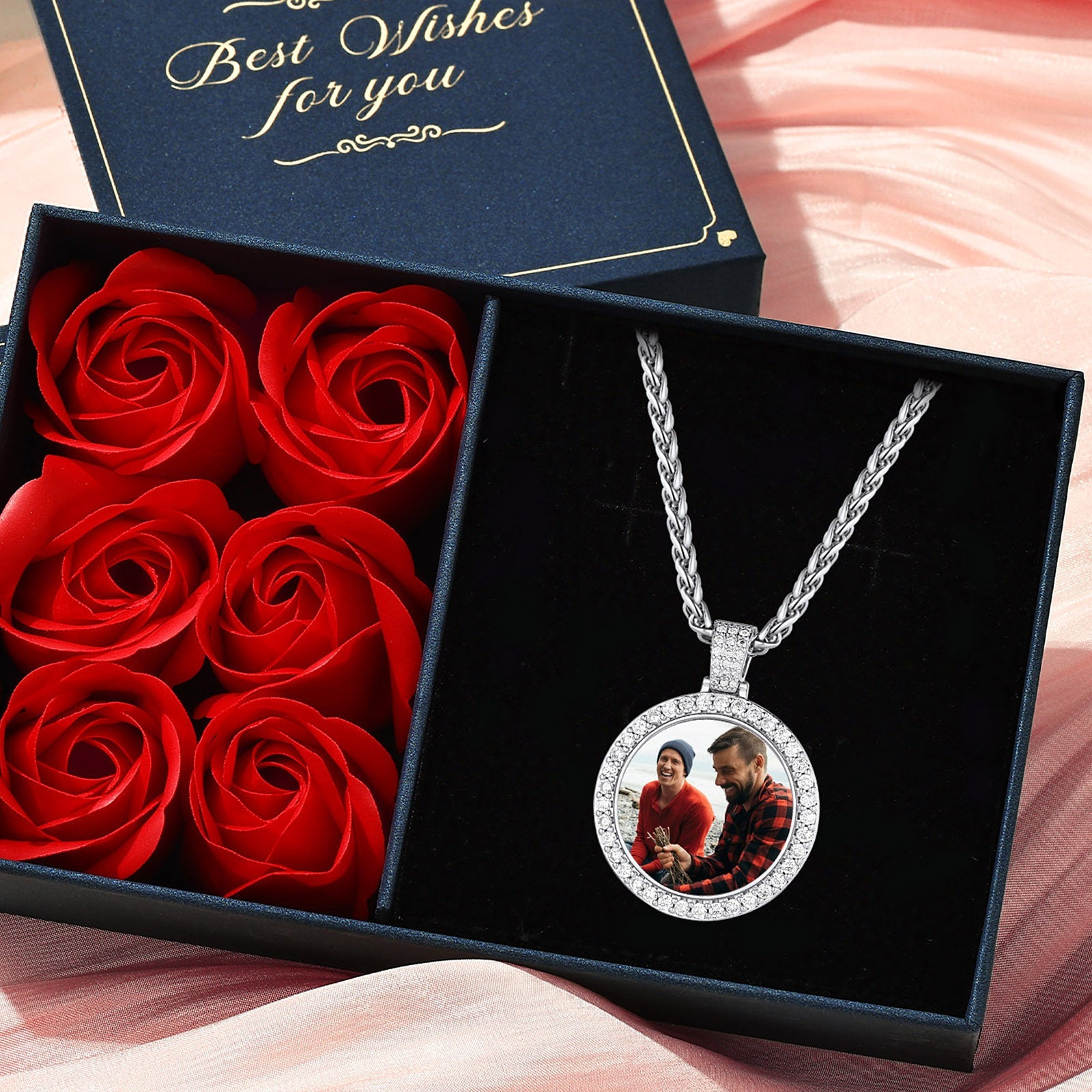 Custom CZ Picture Pendant Necklace