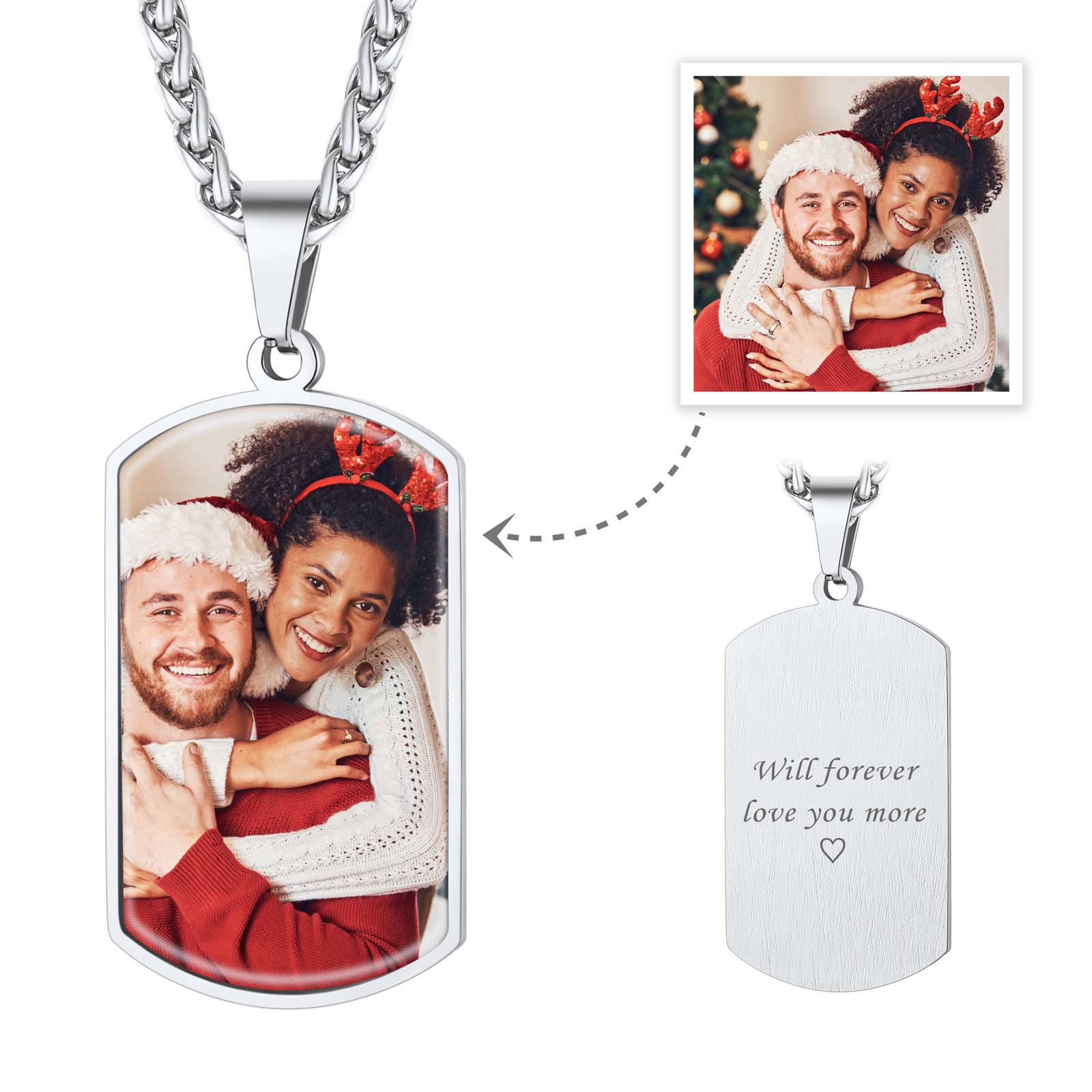 Personalized Dog Tag Picture Necklace for Men Women