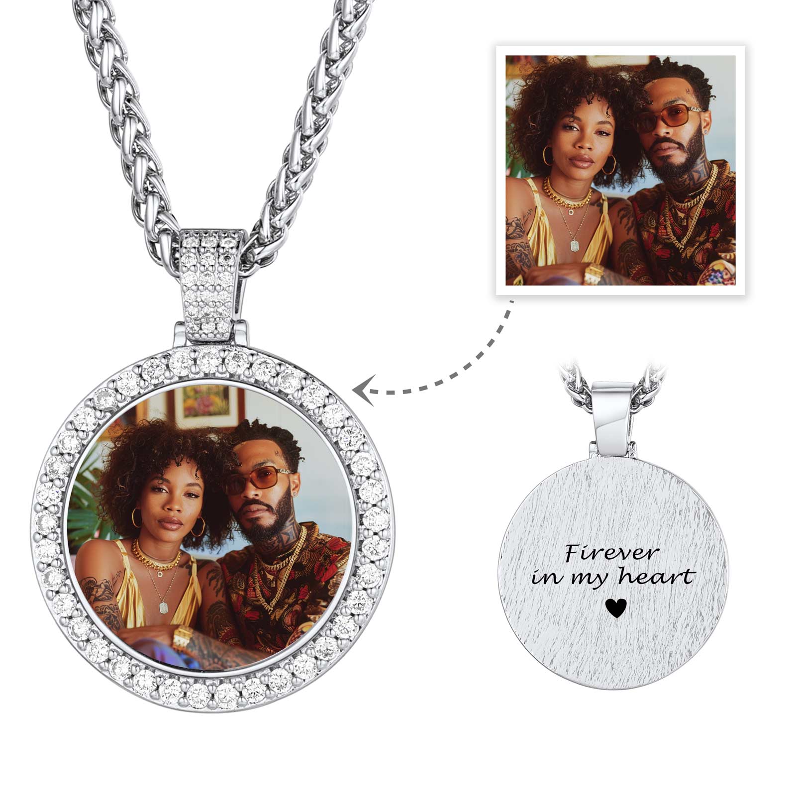 Custom CZ Picture Pendant Necklace