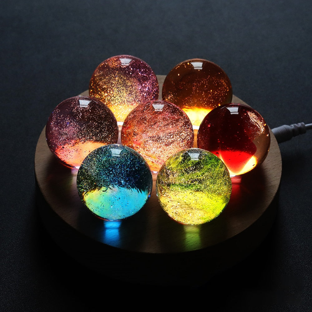 Ensemble de table en cristal galaxie lumineuse colorée