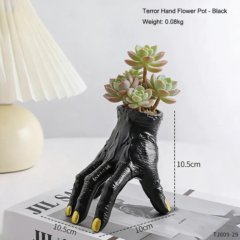 Nightcrawl Gothic Hand Ceramic Planter Pot