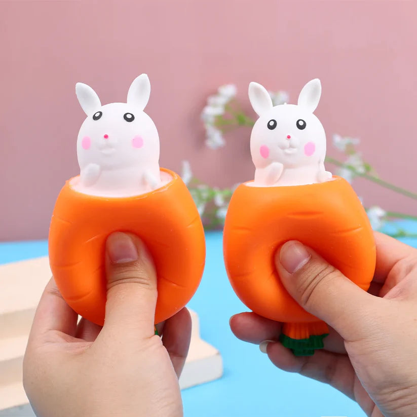 Easter Squeeze Toys 4 Pack Carrot Shape Bunny Pop Up Stress Relief Fidget Toys