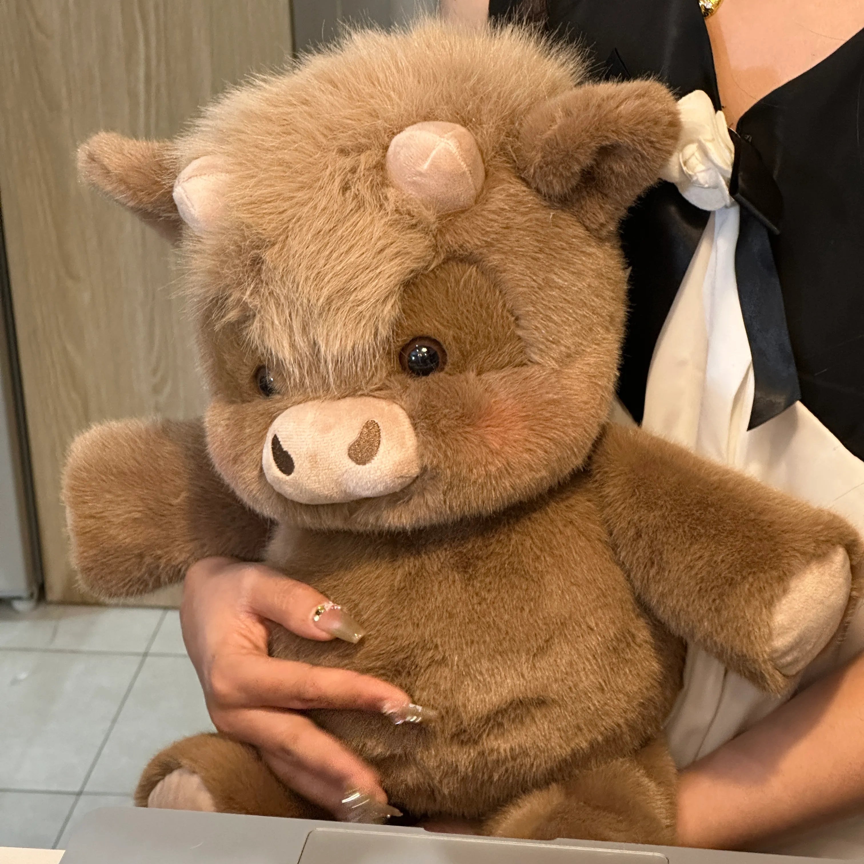 Cute Running Scottish Highland Cow Stuffed Animal