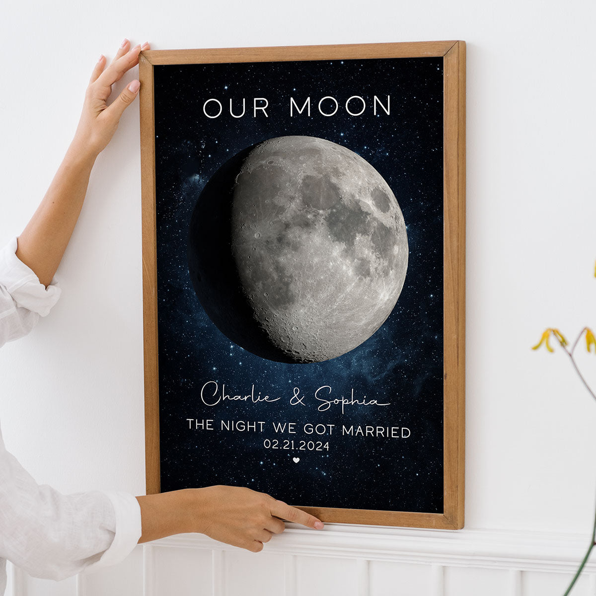 Our Moon Couple Gift Moon Phase Art Anniversary Gift For Him, Gift for Her Wedding Gift Personalized Poster