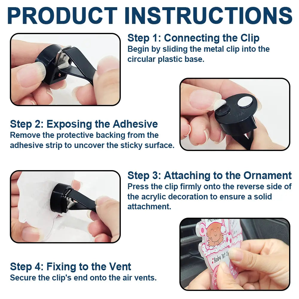 Custom Photo Funny Face Cut Kids Dogs Cats - Personalized Acrylic Car Vent Clip