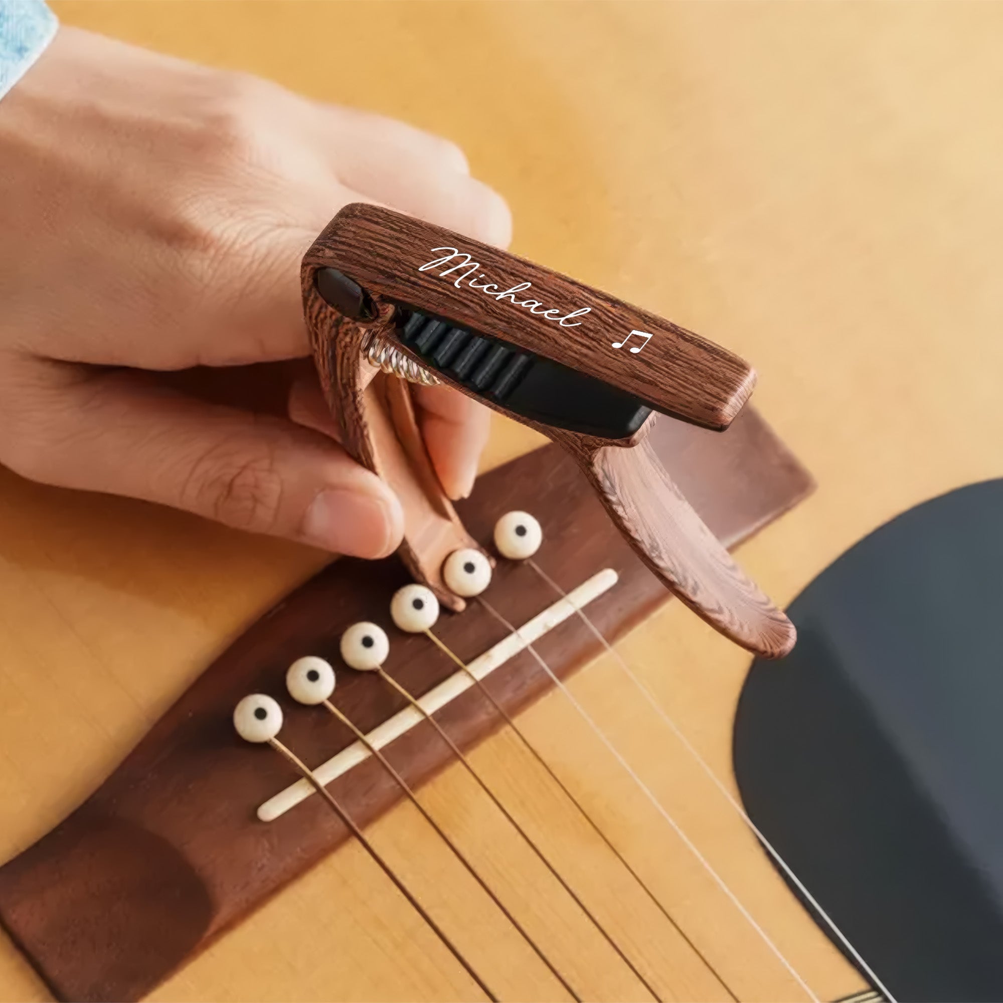 Vintage Monogram For Guitarist, Guitar Lover - Personalized Guitar Capo With Picks