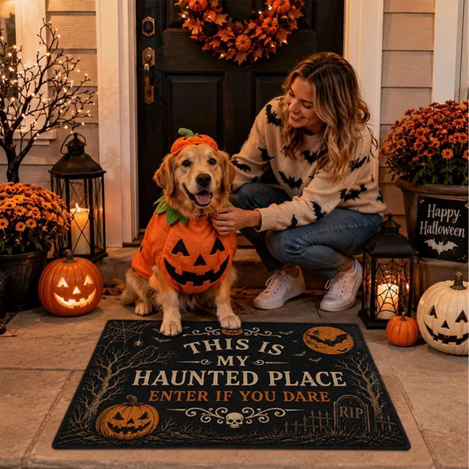 Haunted Place Halloween Door Sign – Spooky Home Decor