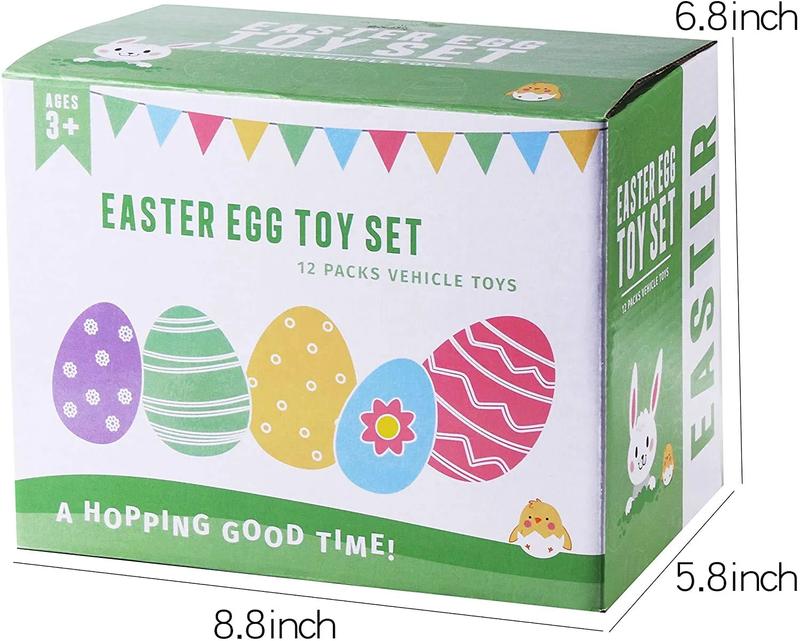 12Pcs Easter Eggs Packed with Pull Back Monster Cars and Trucks