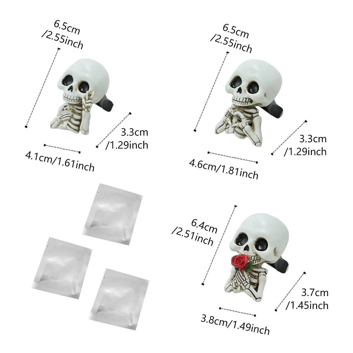 3-Piece Skull Car Diffuser Set – Gothic Air Vent Decor