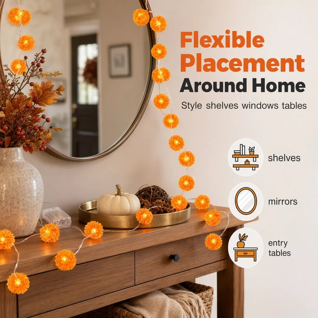 Artificial Marigold Flower LED String Lights