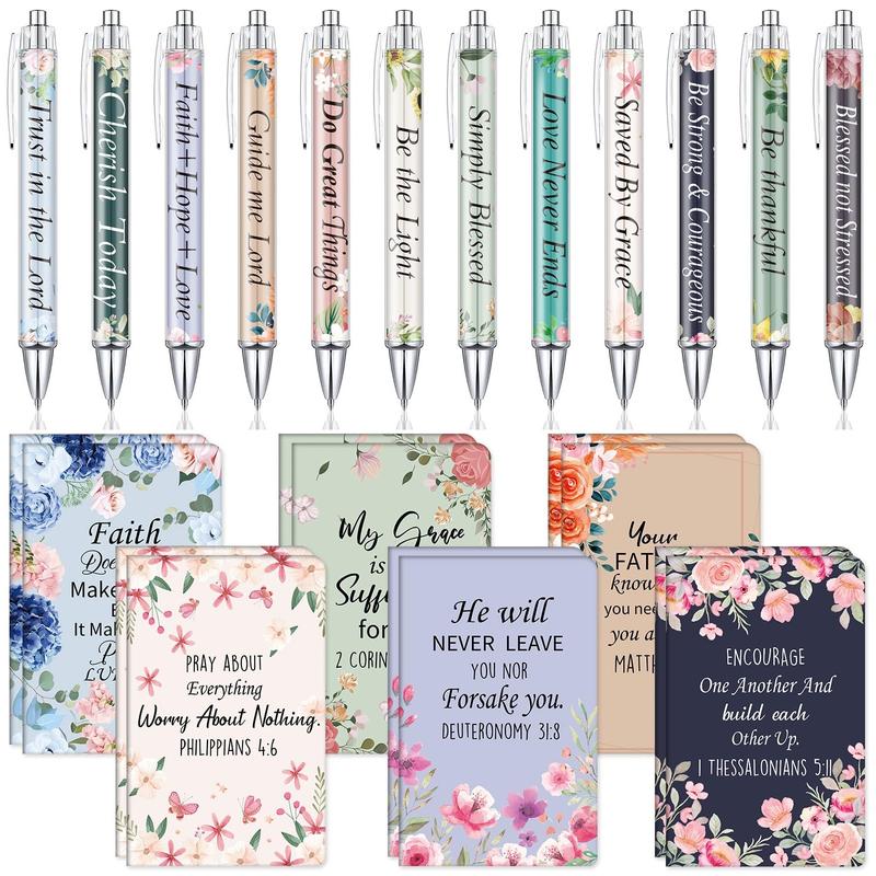 Ensemble de cadeaux chrétiens : Stylos de motivation et carnets de versets bibliques
