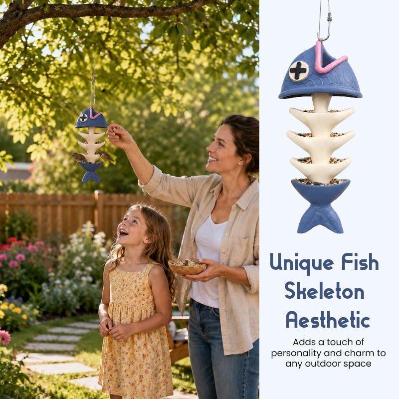 Fish Bones Hanging Bird Feeder