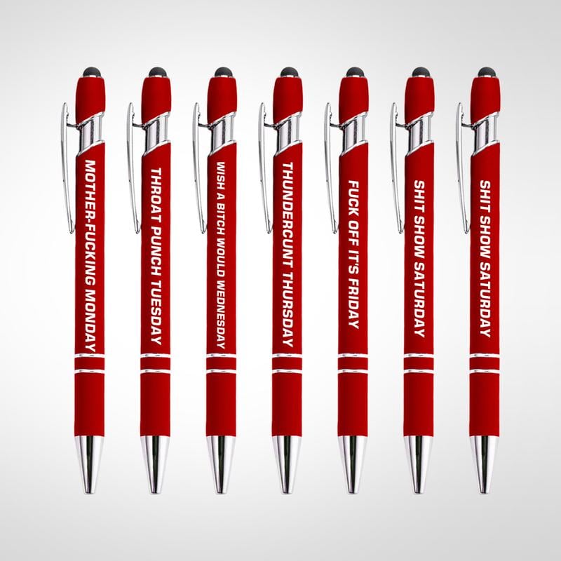 Lot de 7 stylos bille en métal avec citations amusantes anti-stress (7 pièces)