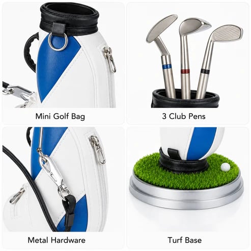 Golf Pen Holder with 3-Pen Set – Stylish Desk Organizer for Golf Lovers