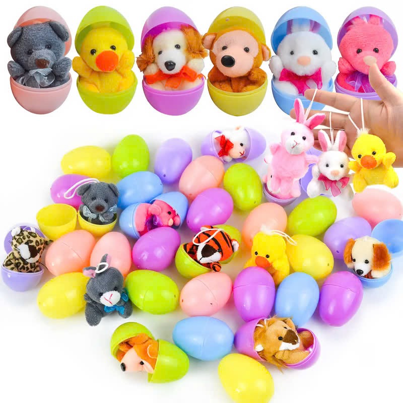 Prefilled Easter Eggs Filled with Plush Animal Toys 12/24/36 Pcs