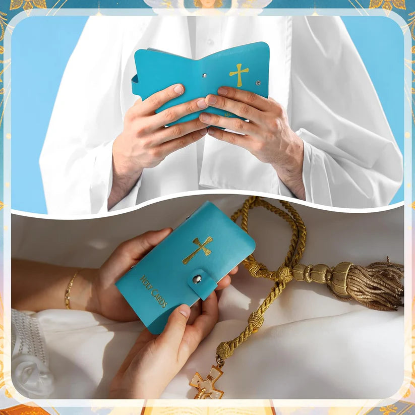 Catholic Leather Holy Card Holder with Snap Closure